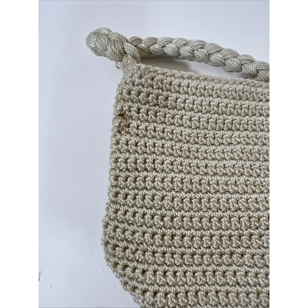 The Sak Original Women's Crochet Hand Bag Cream White with Silver Tag
